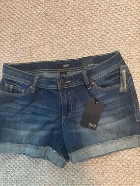 a.n.a Women's Dark Blue Rolled-Hem Denim Shorts